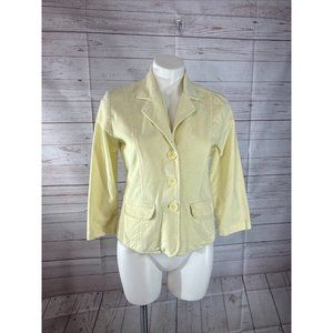 BCI Brand Yellow Corduroy Blazer Womens Size M Casual 3 Button Jacket w/ pockets